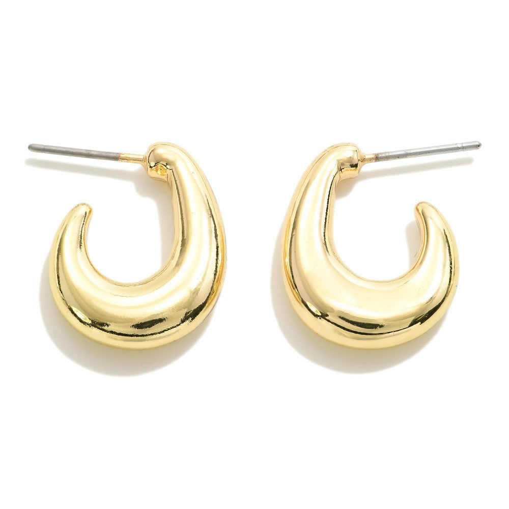 Simple Metal Gold Huggie Hoops