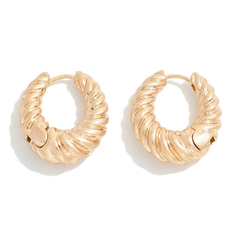 Croissant Hinged Hoop Huggie Earrings, Gold