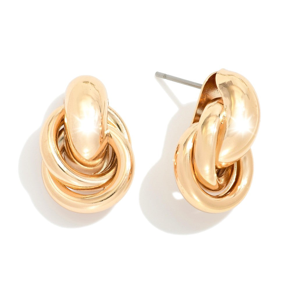 Metal Tone Knot Stud Earrings