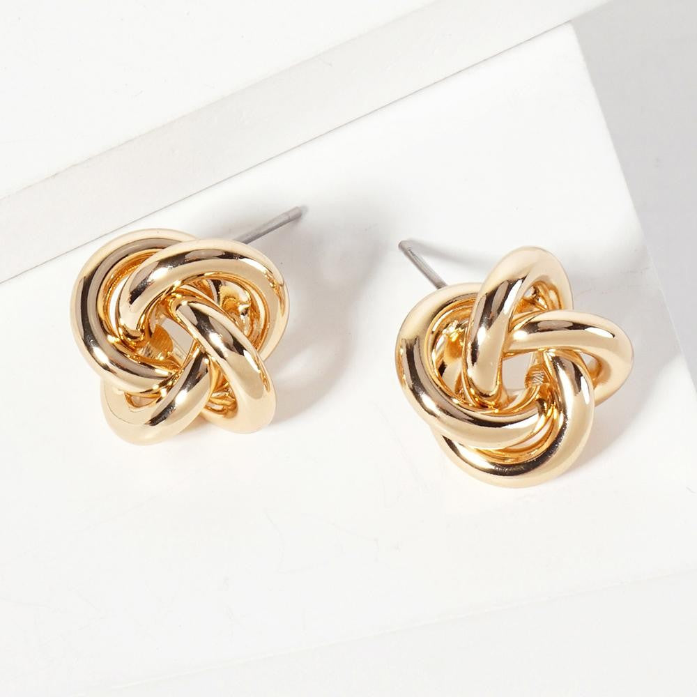 Metal Tone Knot Stud Earrings