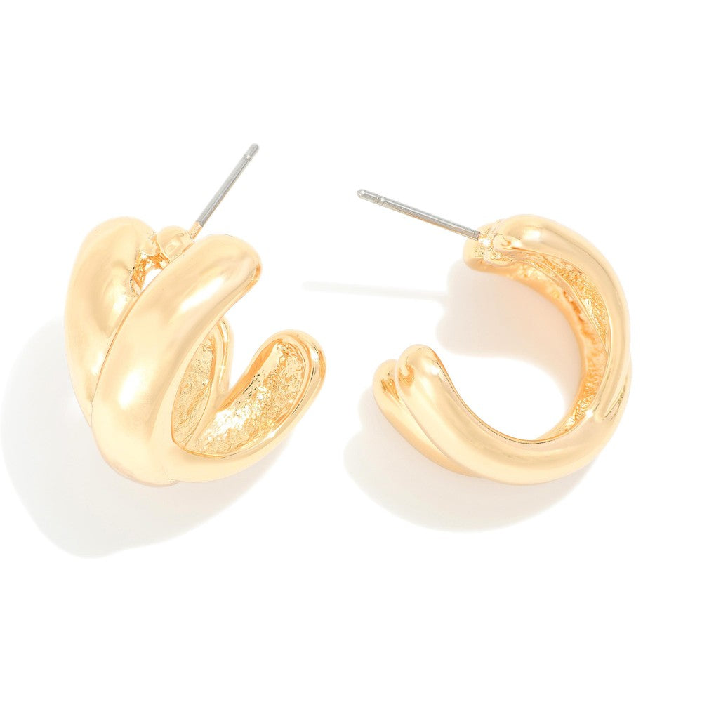Criss Cross Metal Hoop Earrings