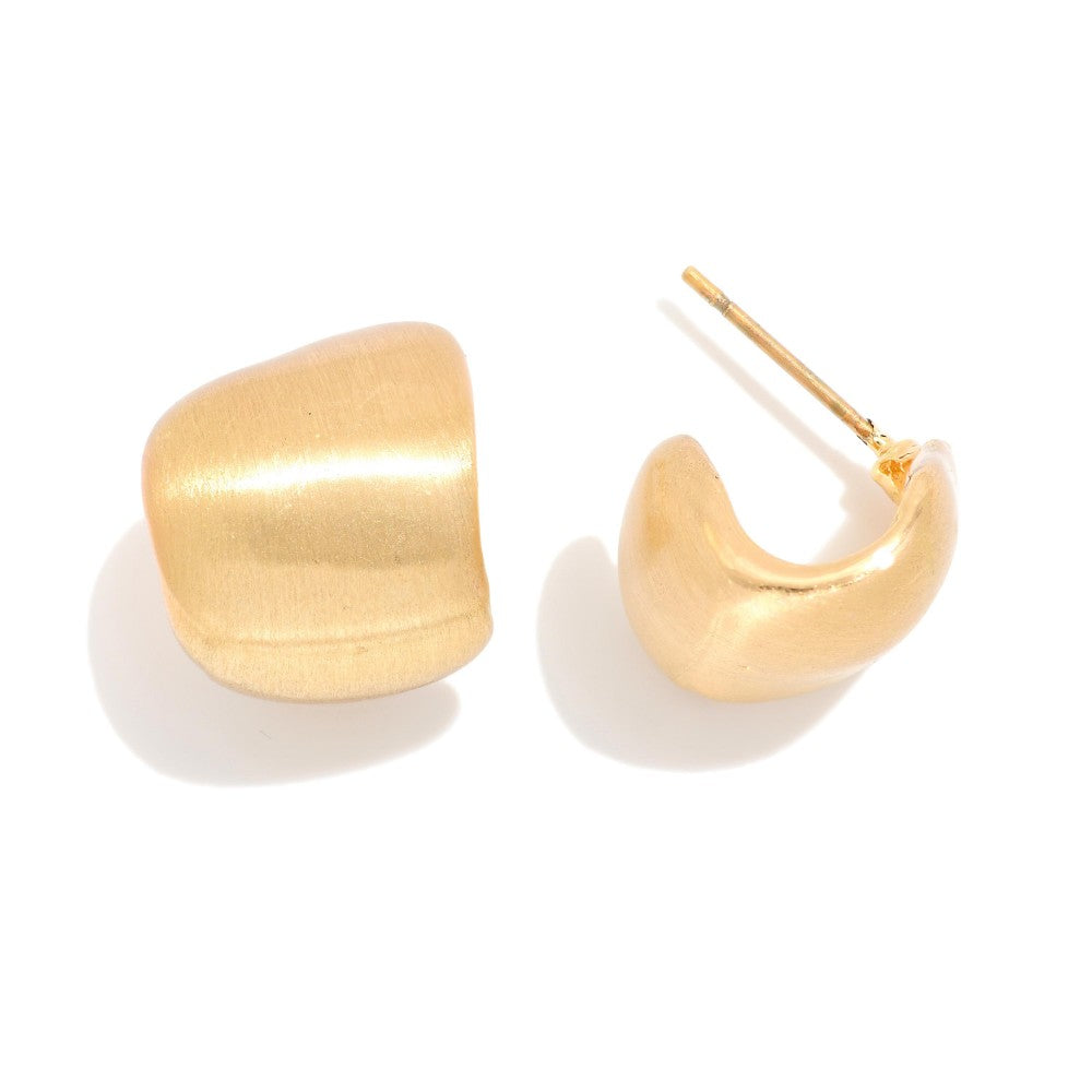 Brushed Metal Chunky Hoop Earrings