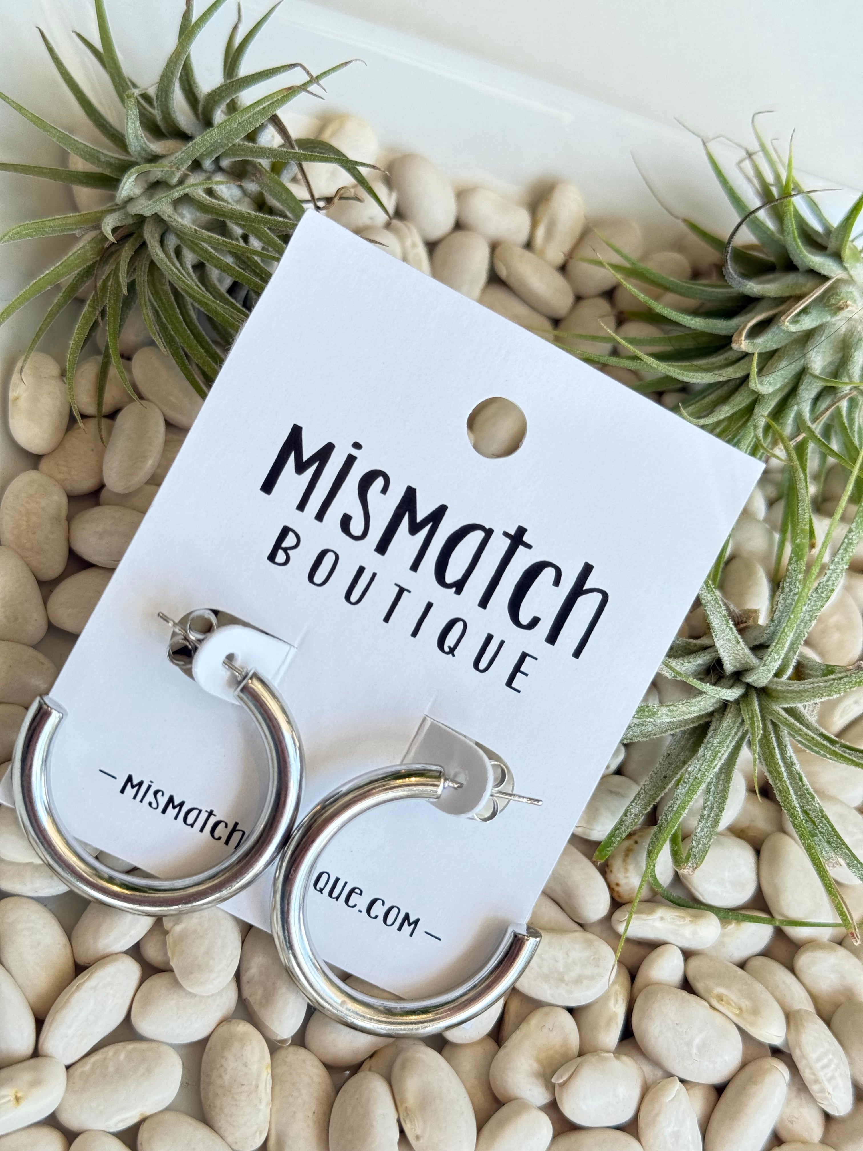 Hypoallergenic Silver Hoop Earrings Crescent