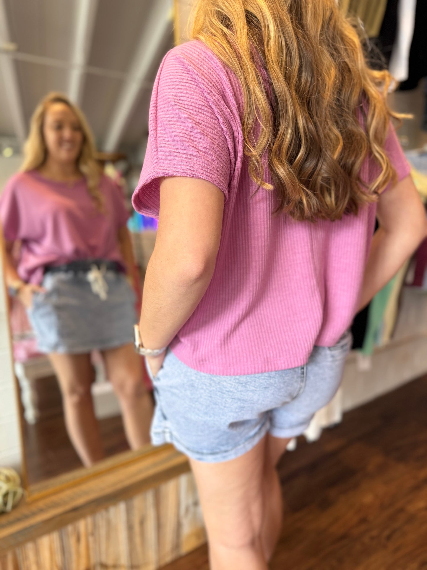 Drawstring High Waist Pocketed Denim Shorts
