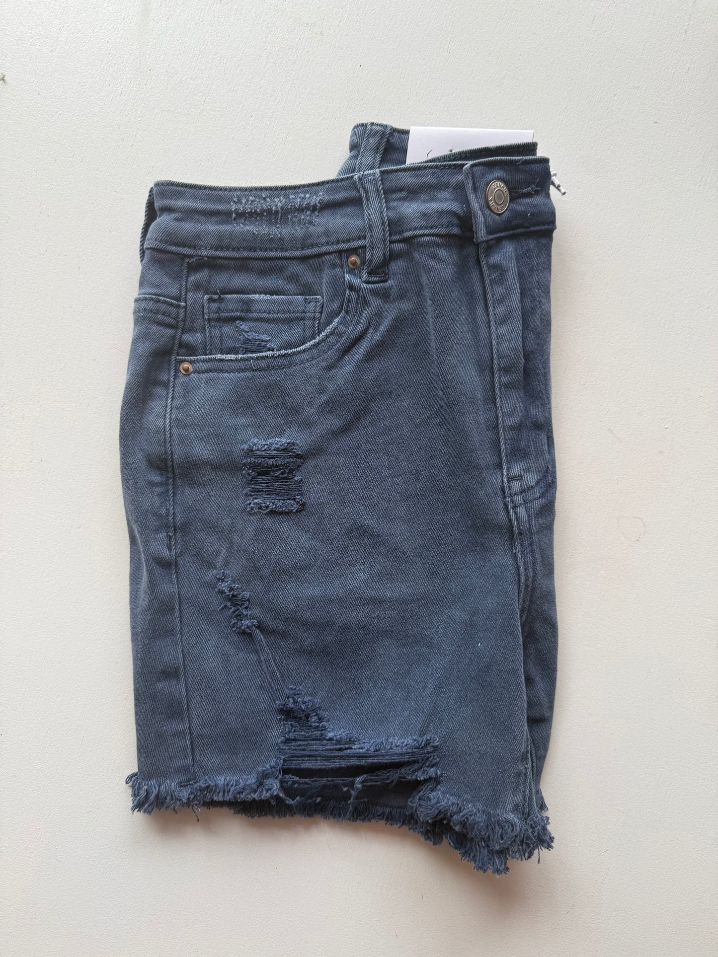 Blackberry Distressed Raw Hem Shorts