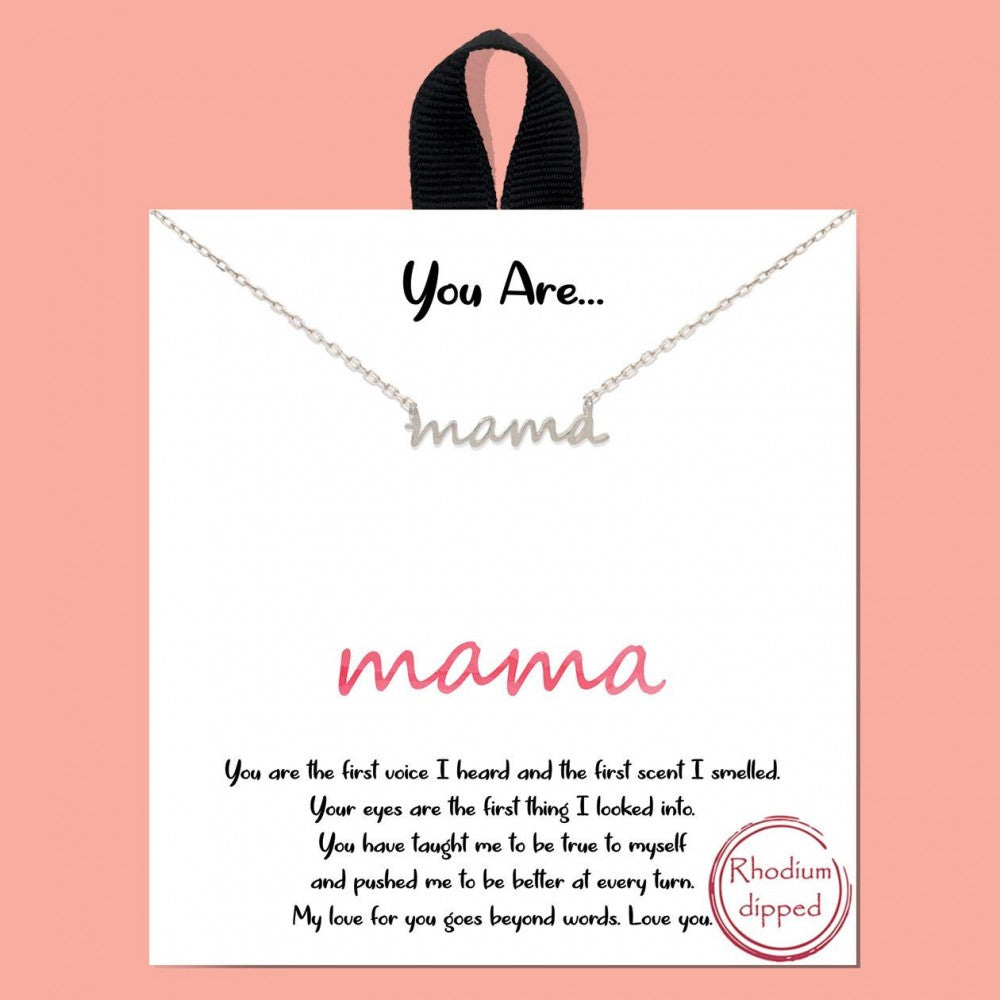 White Gold Dipped "Mama" Necklace