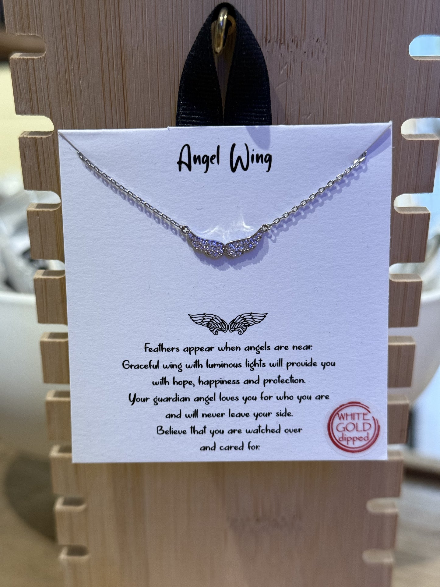 White Gold Dipped Angel Wing Necklace