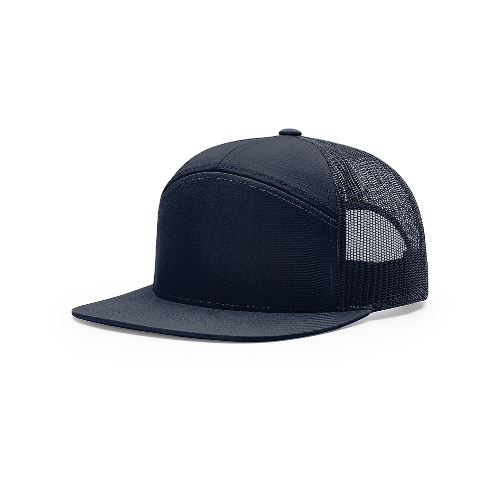Navy Mesh Back 7 Panel 168 Richardson Flat Bill