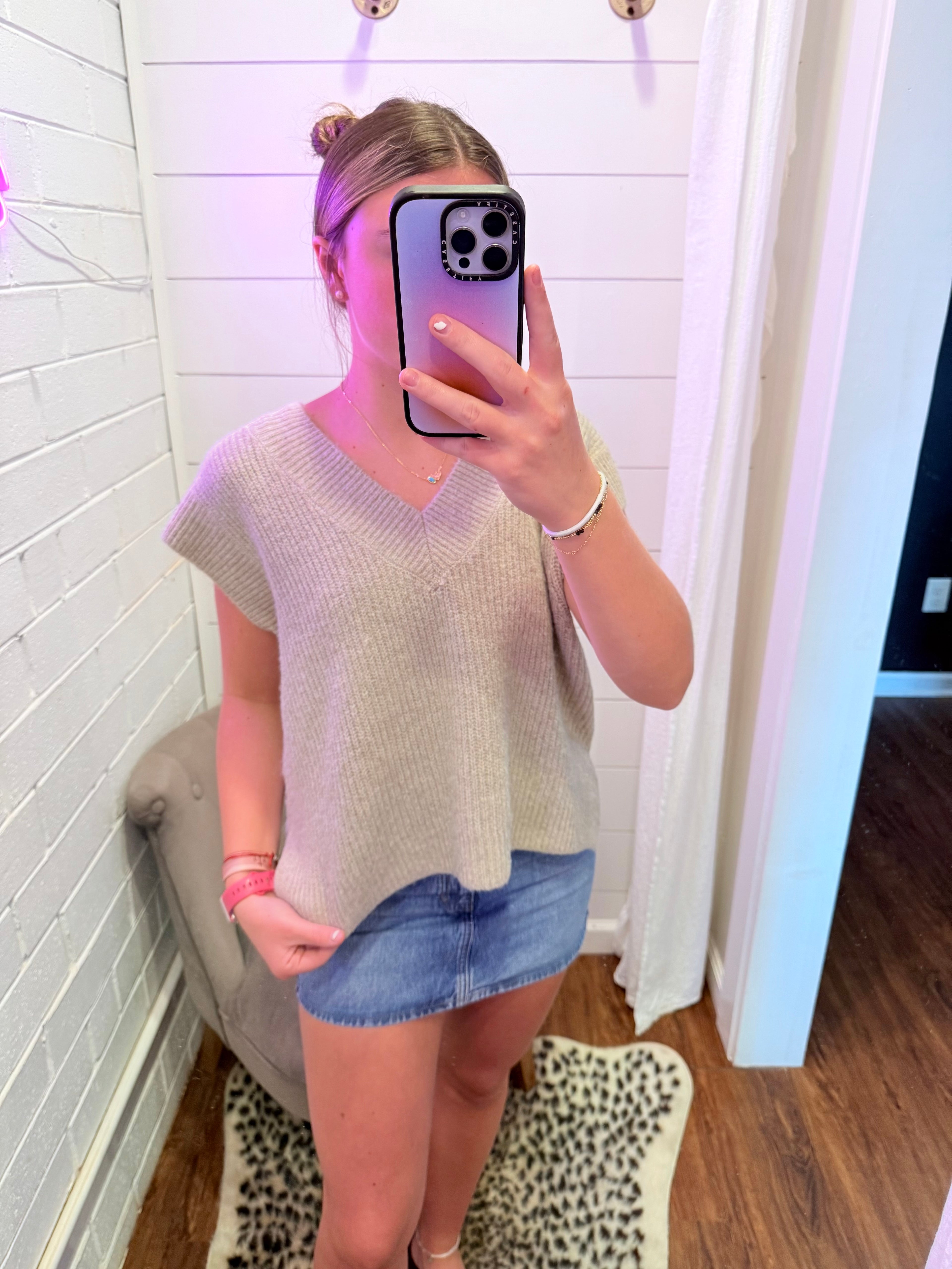 Mocha Oversized Sweater Vest With Side Slit