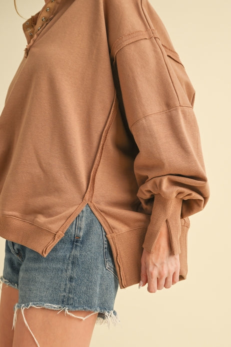 Henley Sweatshirt - Mocha ETA 8/1