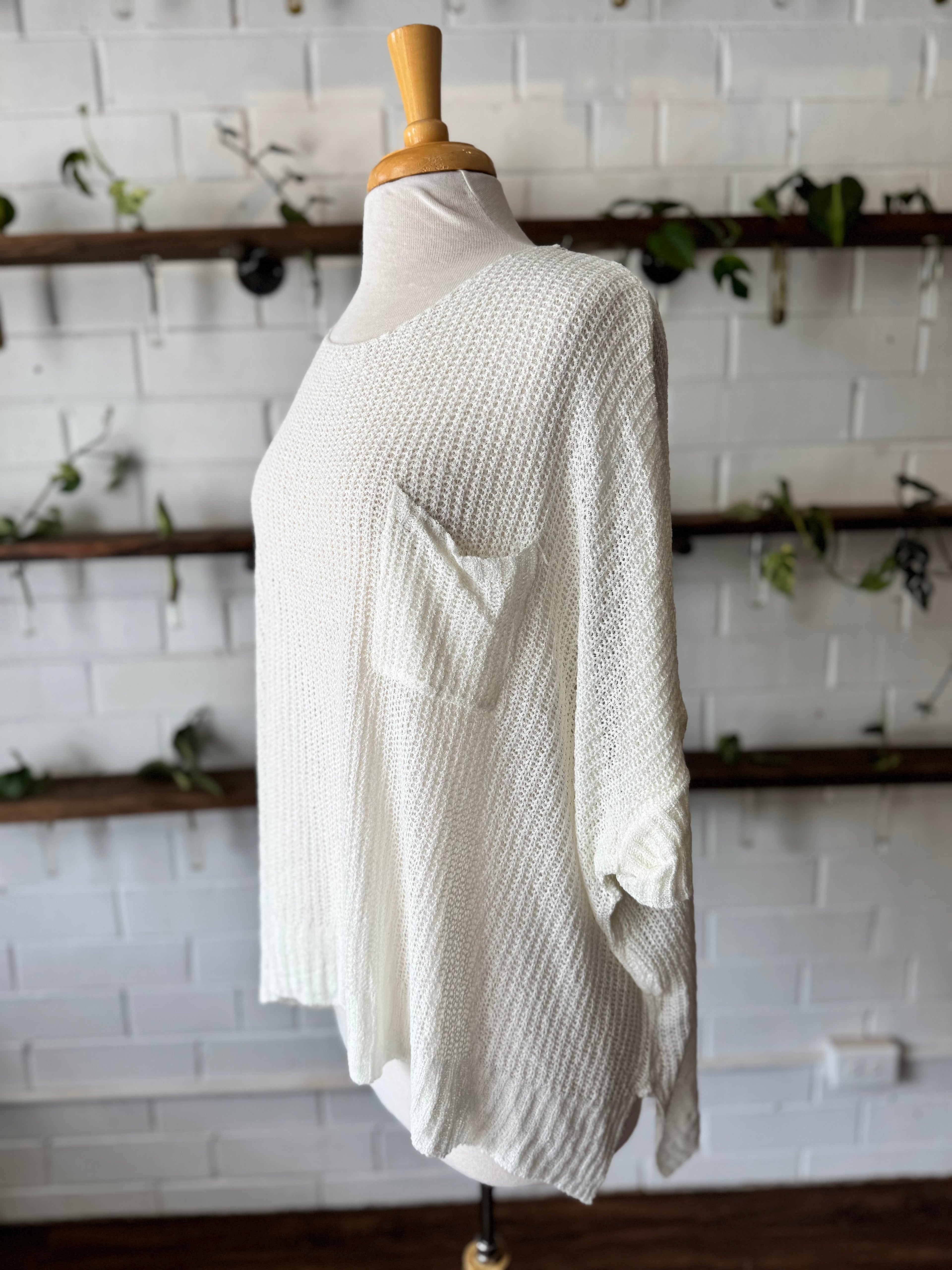 Pocket Knit Summer Sweater - Off-White