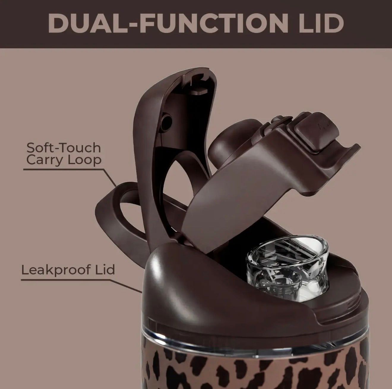 Brown Leopard HydroJug 32Oz Ease20
