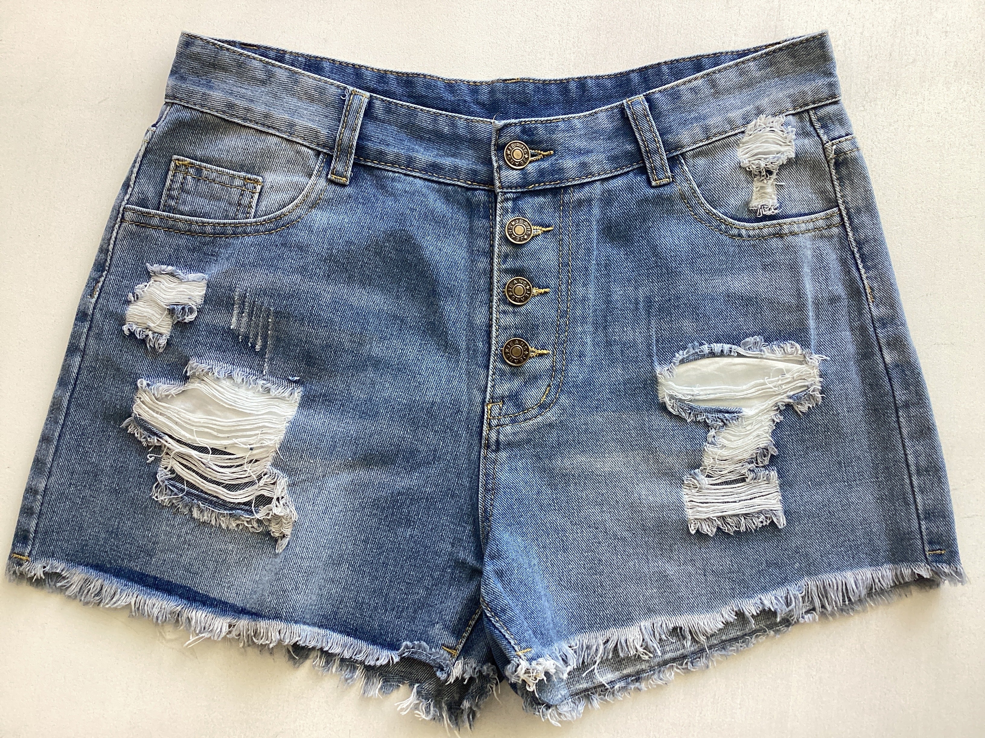 Versatile Ripped Fringe Denim Shorts