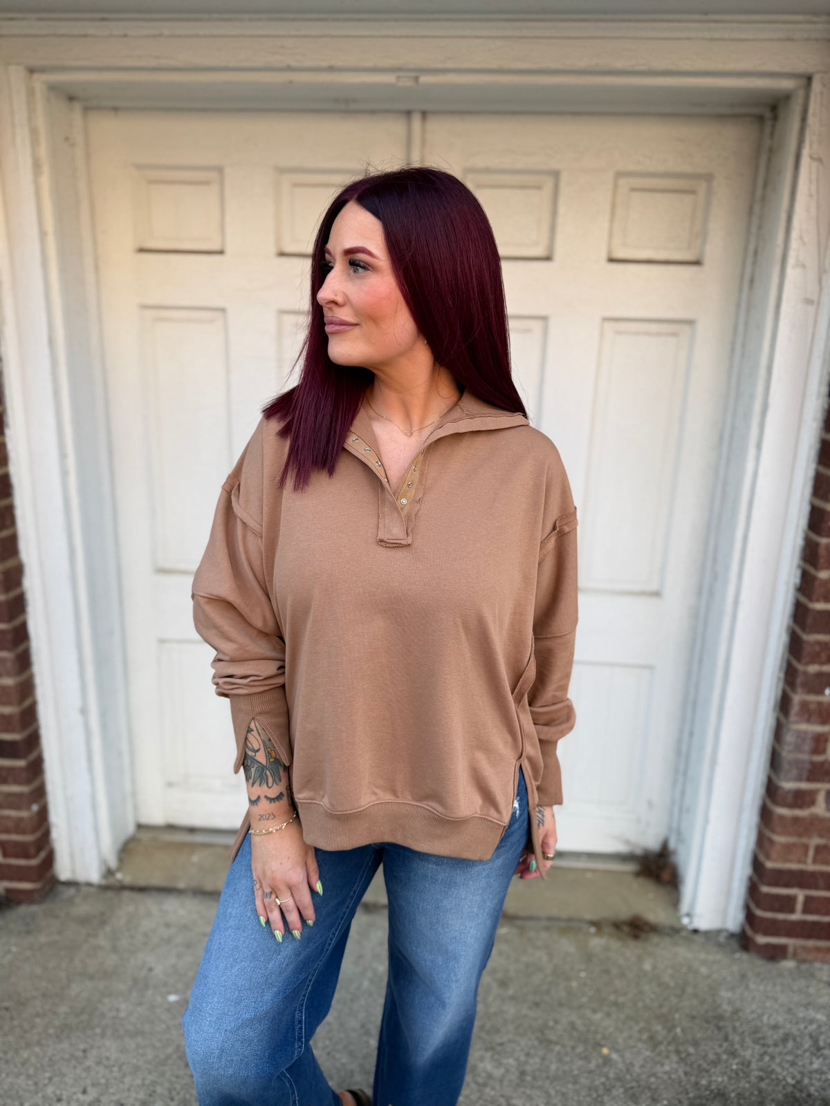 Henley Sweatshirt - Mocha