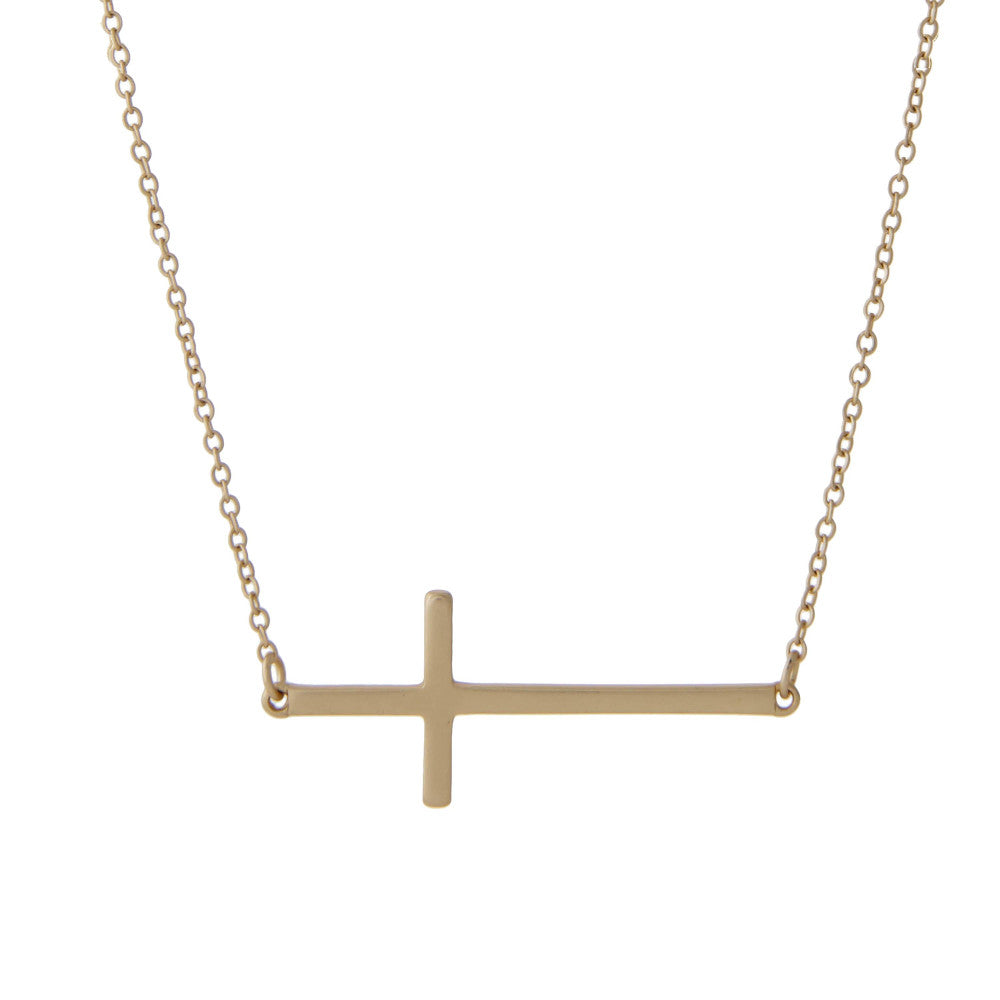 East West Cross Necklace in a Matte Finish.