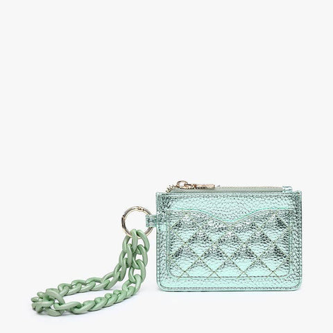 Rhodes Quilted Wallet w/ Chain Bangle, Aqua