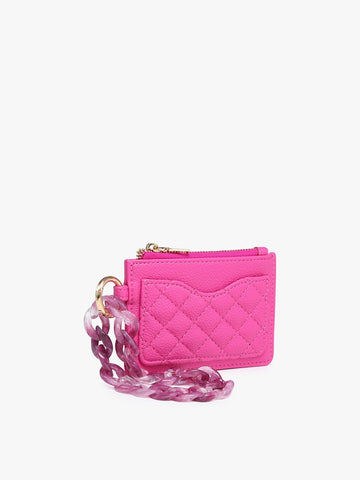 Rhodes Quilted Wallet w/ Chain Bangle, Hot Pink