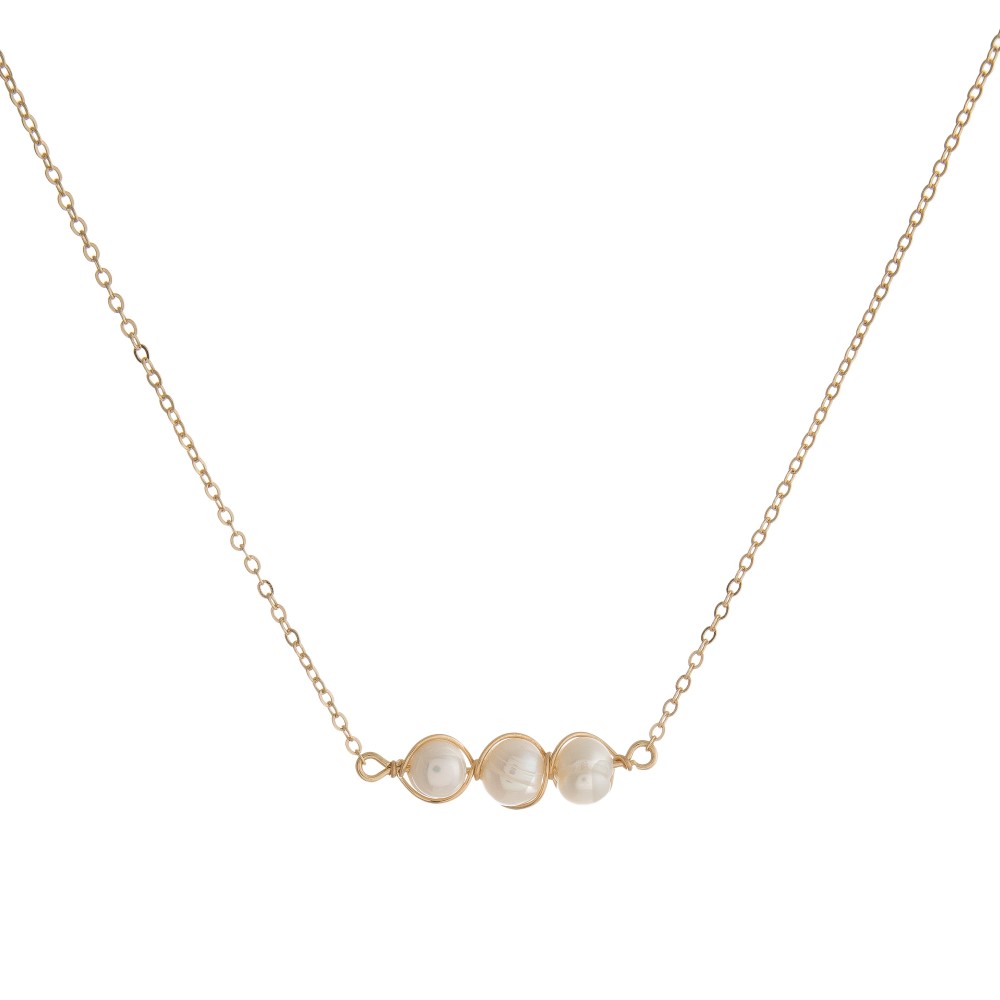 3 Pearl Necklace - Gold