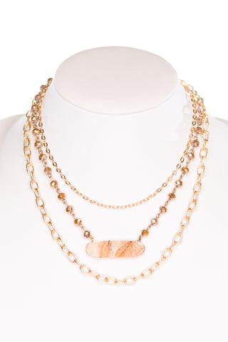 Layered Stone Necklace, Gold