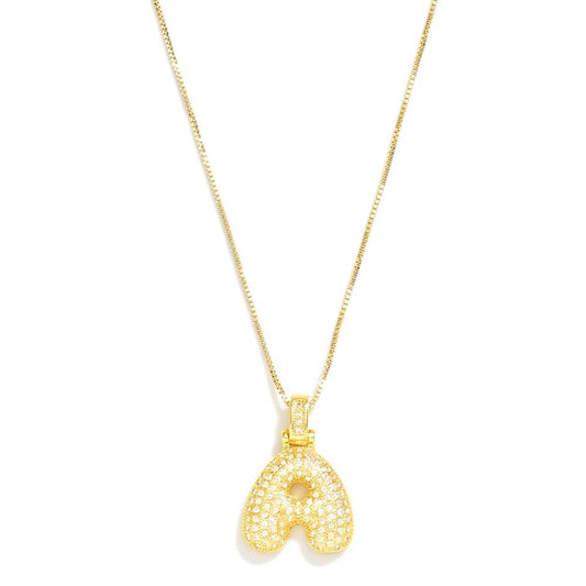 Bubble Rhinestone Initial "A" Necklace