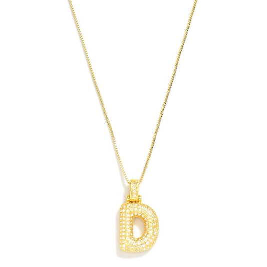 Bubble Rhinestone Initial "D" Necklace