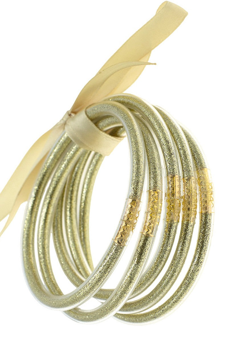 Gold Sparkle Jelly Tube Bracelet 5pc Set