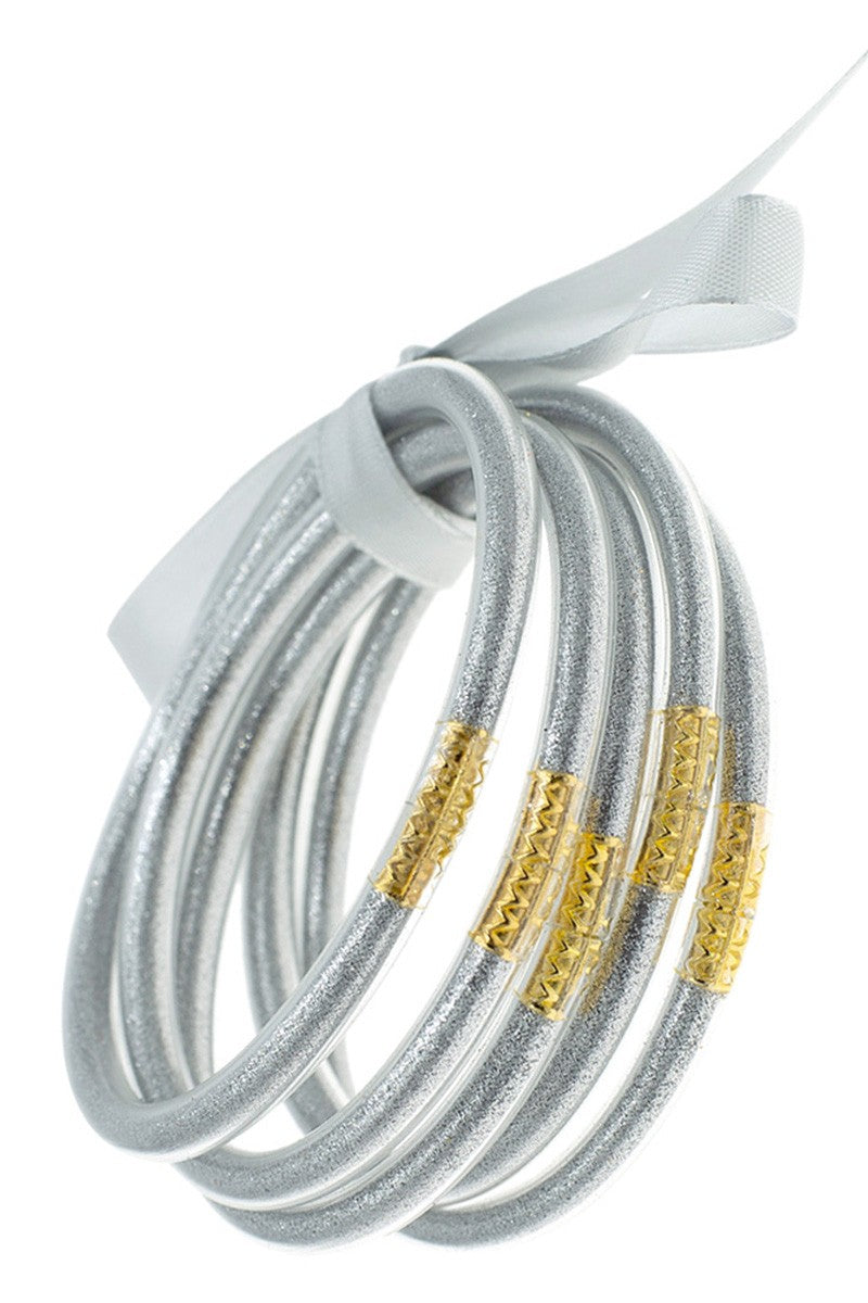 Silver Sparkle Jelly Tube Bracelet 5pc Set