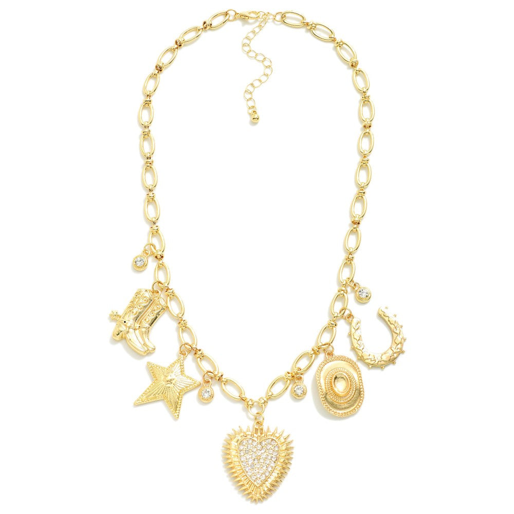 Gold Chain Link Charm Necklace