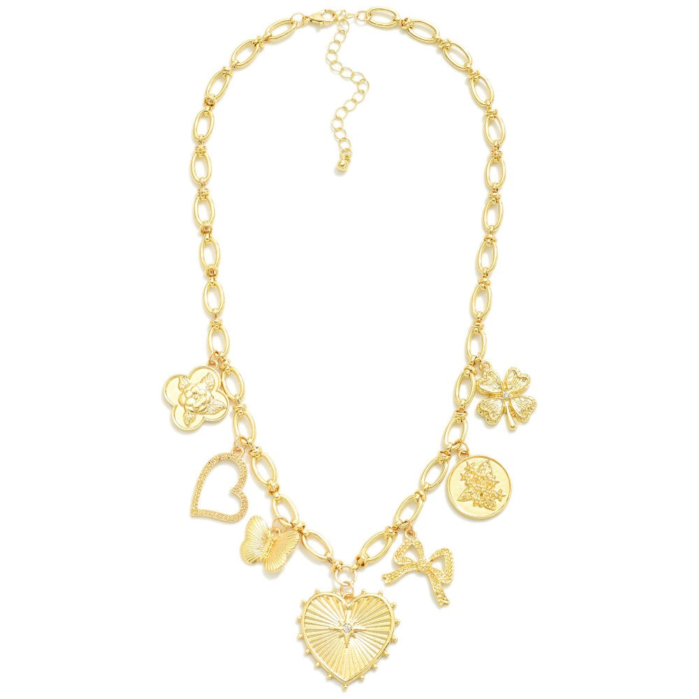 Gold Chain Link Charm Necklace