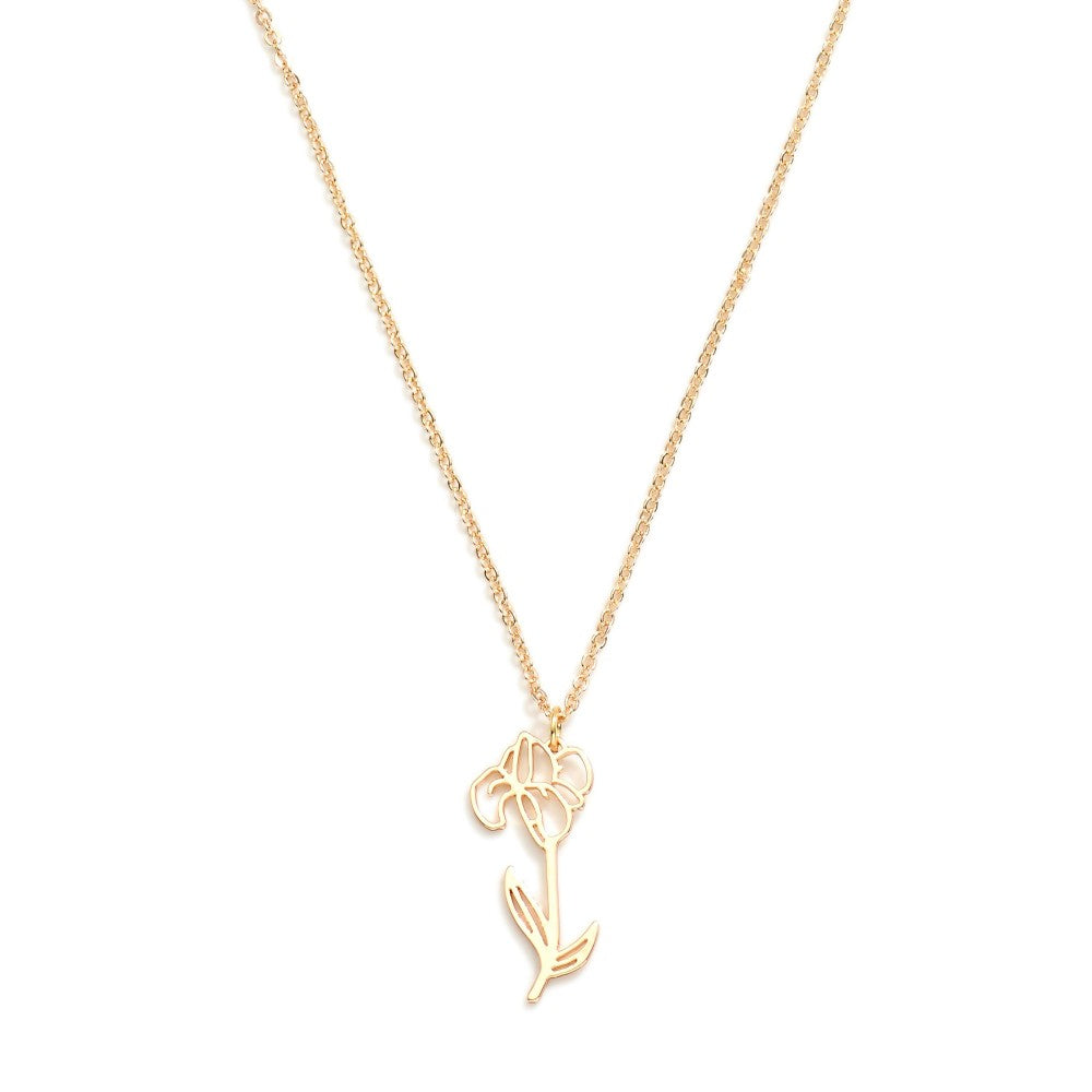 Chain Link Necklace with Iris Pendant