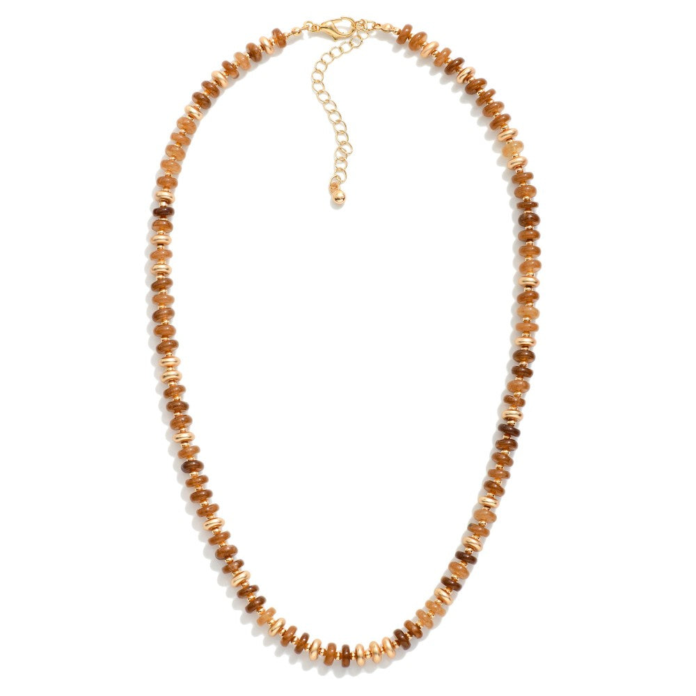 Candy Bead Beaded Necklace Featuring Gold Tone Beads
