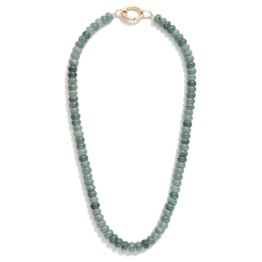 Dark Mint Candy Stone Beaded Necklace