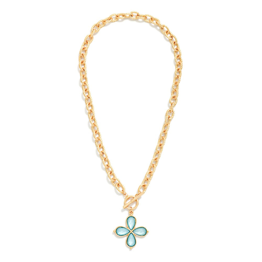 Flower Pendant & Toggle Clasp - Blue