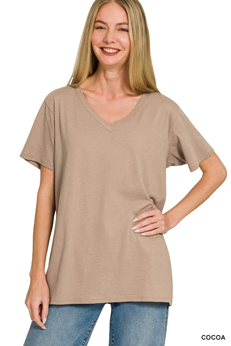 Boyfriend V-neck Tee - Cocoa