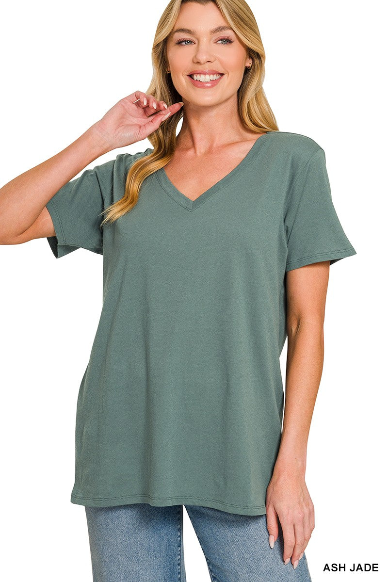 Boyfriend V-neck Tee - Ash jade