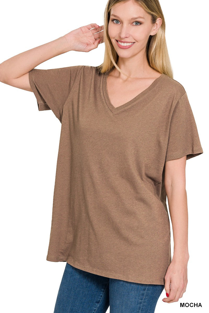 Boyfriend V-neck Tee - Mocha