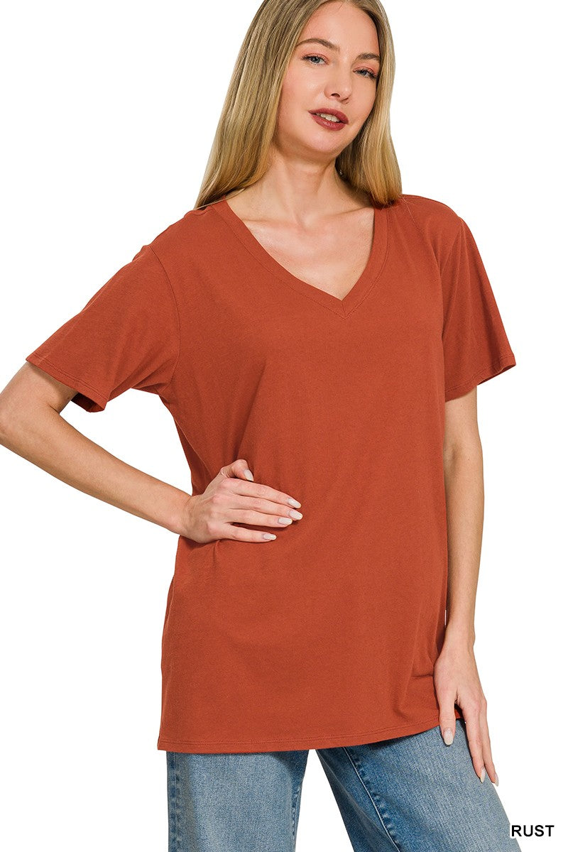 Boyfriend V-neck Tee - Rust