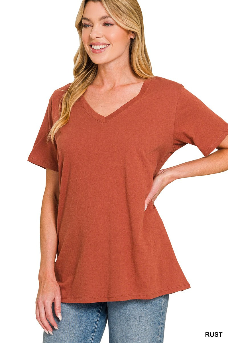 Boyfriend V-neck Tee - Rust