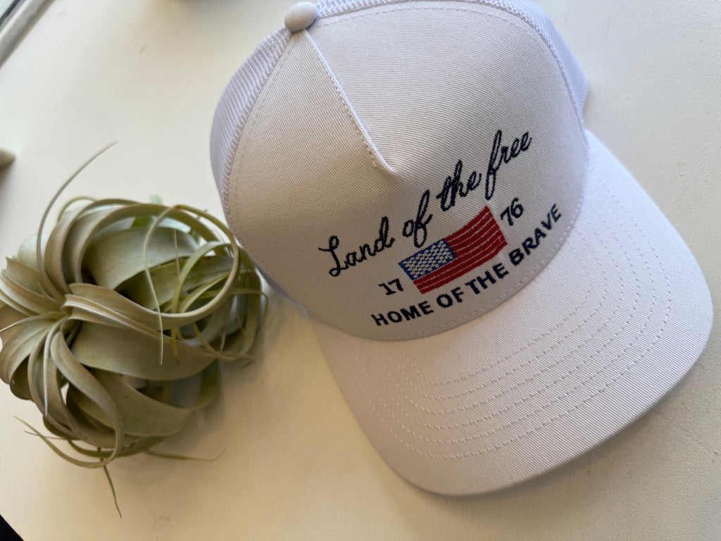 Land of the Free Embroidery Meshback Trucker Hat
