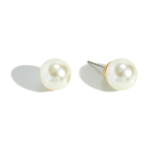 White Pearl Post Earrings