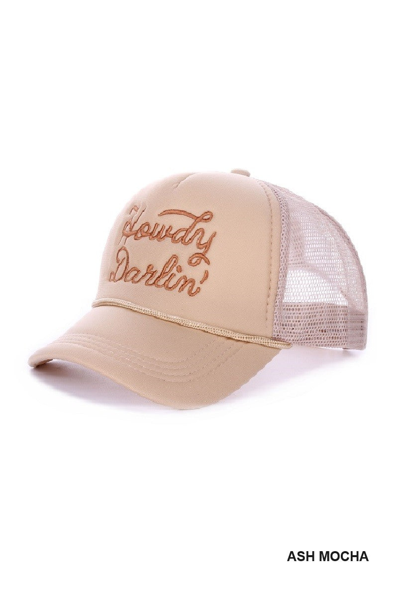 Ash Mocha "Howdy Darlin" Mesh Trucker Hat