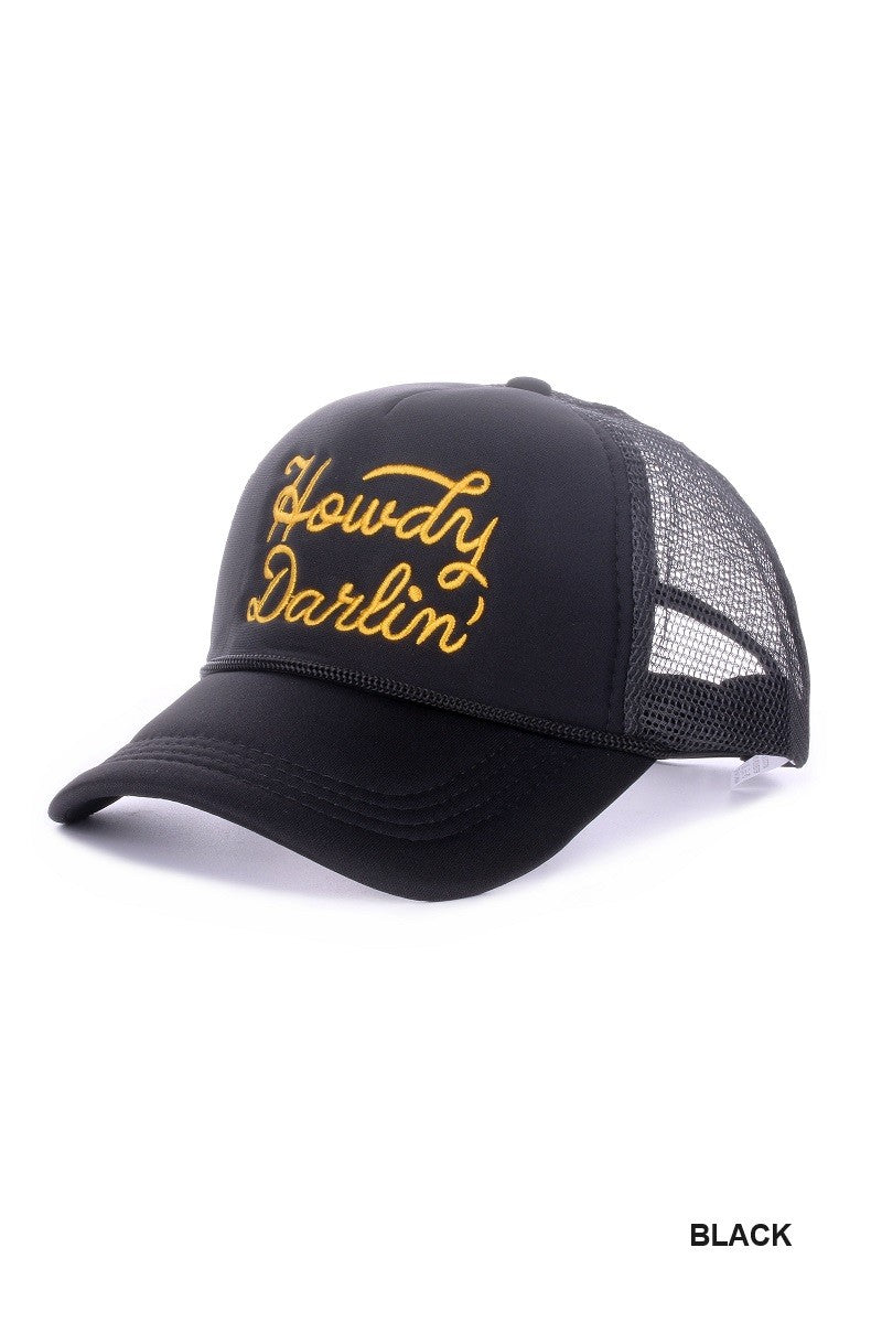 Black "Howdy Darlin" Mesh Trucker Hat