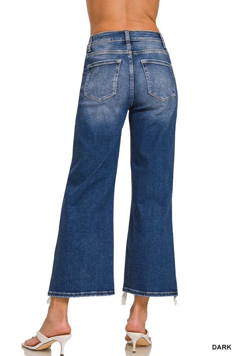 Distressed Raw Hem Denim Pants