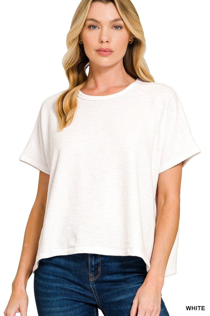Cotton Slub Oversize Tee - White