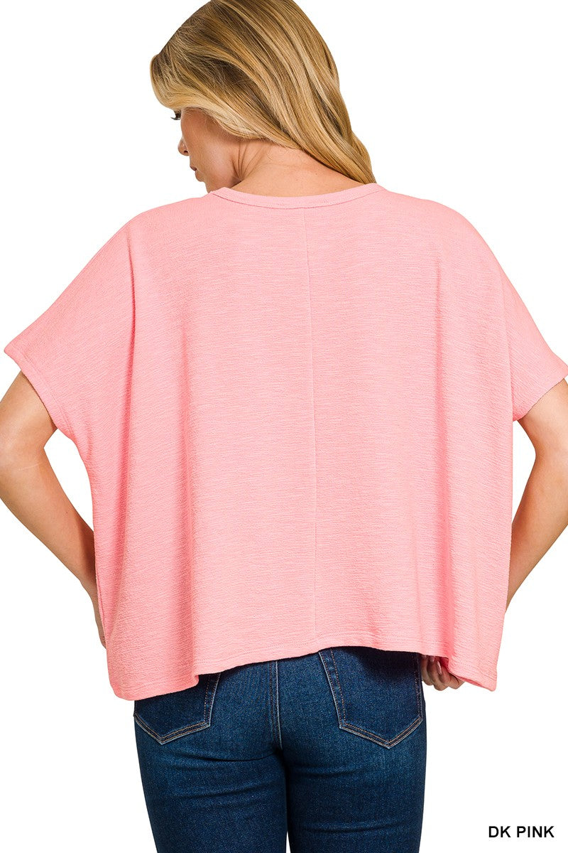 Cotton Slub Oversize Tee - Pink