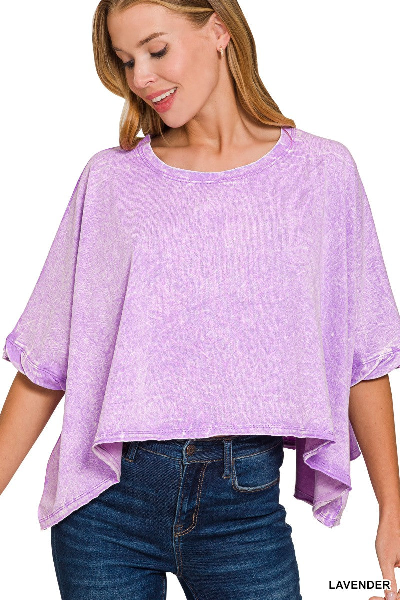 Lavender Premium Cotton Acid Wash Oversized Tee