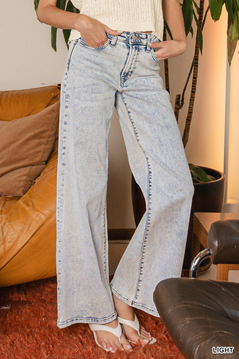 Light Wash Wide Leg Denim Pants
