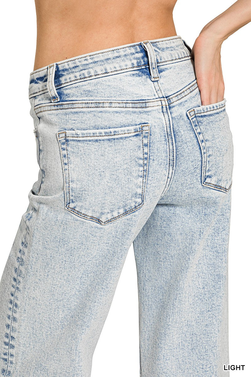 Light Wash Wide Leg Denim Pants