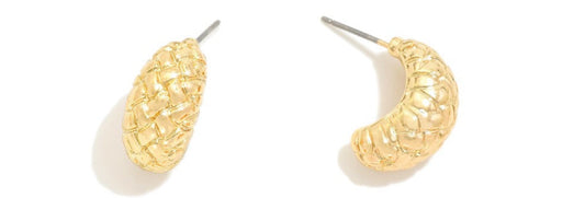 Half Huggie Textured Gold