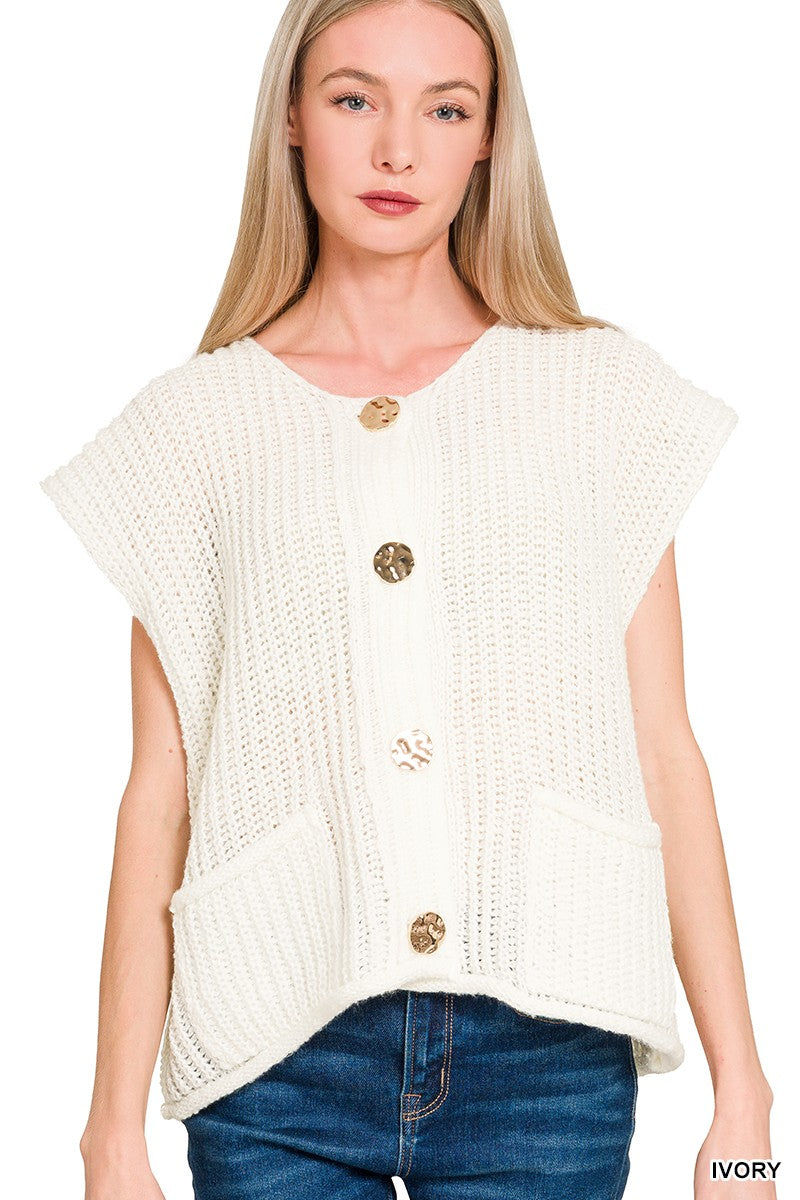 4 Button Sweater Vest Ivory